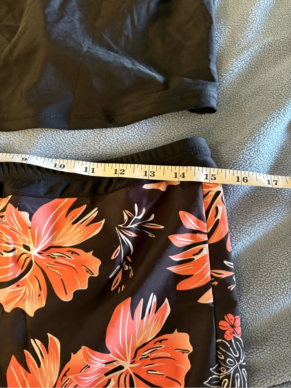 NWT- large Black Ruffle Strap Tank Top & matching floral short boy short bottom